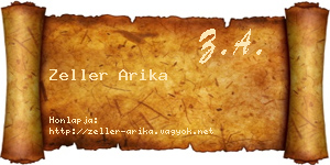 Zeller Arika névjegykártya